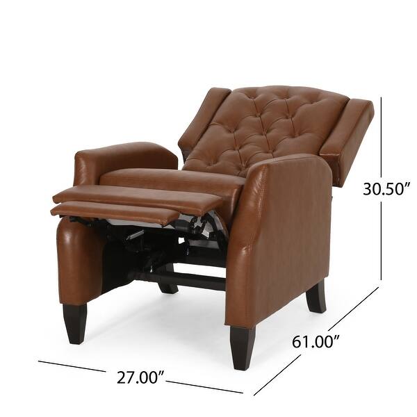 Light Brown Faux Leather Push-Back Recliner with Button Tufted Diamond ...