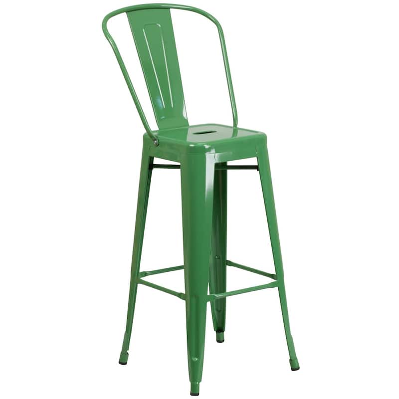 30'' High Metal Indoor-Outdoor Barstool with Back