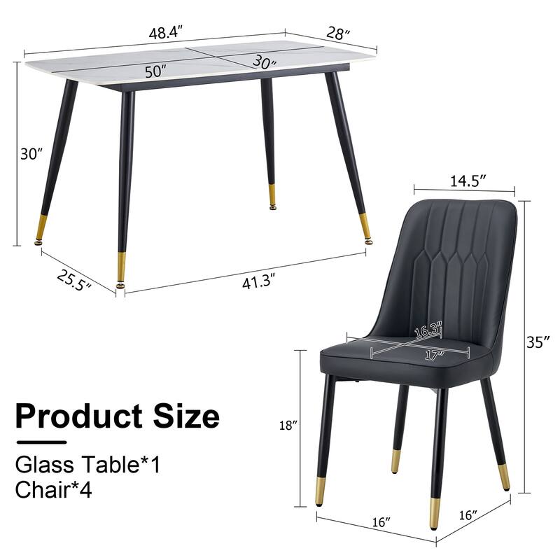 Table and chair set. Black sintered stone tabletop with black metal legs