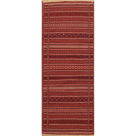 Striped Kilim Sirjan Persian Wool Runner Rug Flat-weave Tribal Carpet - 2'4" x 6'10"