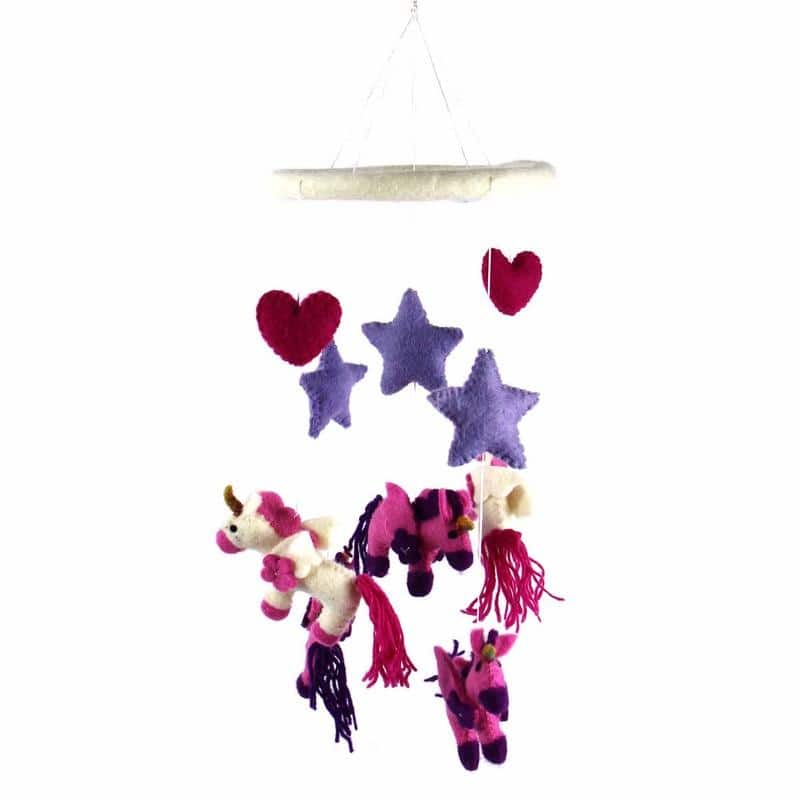 Handmade Felt Unicorn Mobile (Nepal)