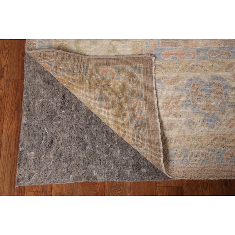 Floral Oushak Vegetable Dye Area Rug Hand-Knotted Brown Wool Carpet - 9'0"x 13'0"