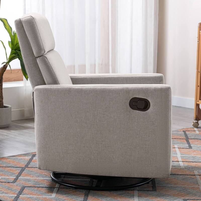 Modern 360° Swivel Sliding Linen Upholstered Recliner