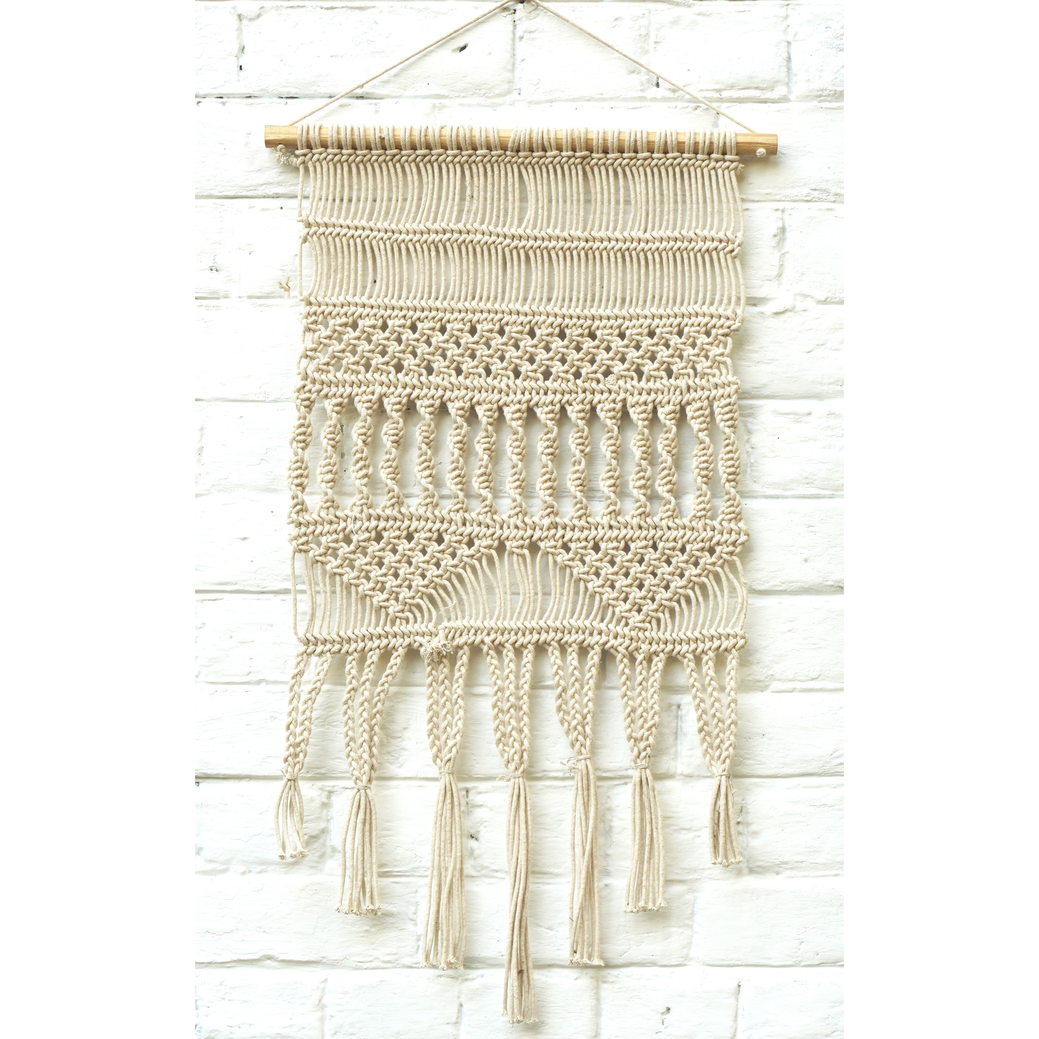 Loominaire Rustic Macrame Wallhanging Serengeti Hand Woven of Cotton 16 x32 On Sale Bed Bath Beyond 36265903