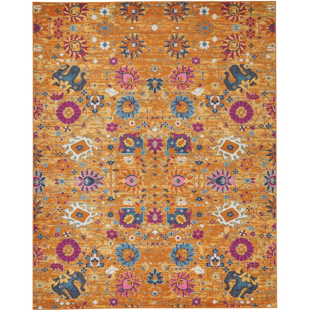 Roze Power Loomed Floral Area Rug By HomeRoots - 9' x 12'