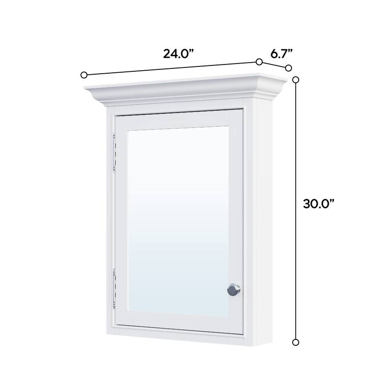 24"W X30''H Surface Mount Solid Wood Framed Medicine Cabinet With Soft-close Door