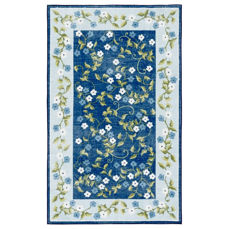 Martha Stewart Veron Machine Washable & Slip Resistant Rug - 3' x 5' - Dark Blue/Light Blue