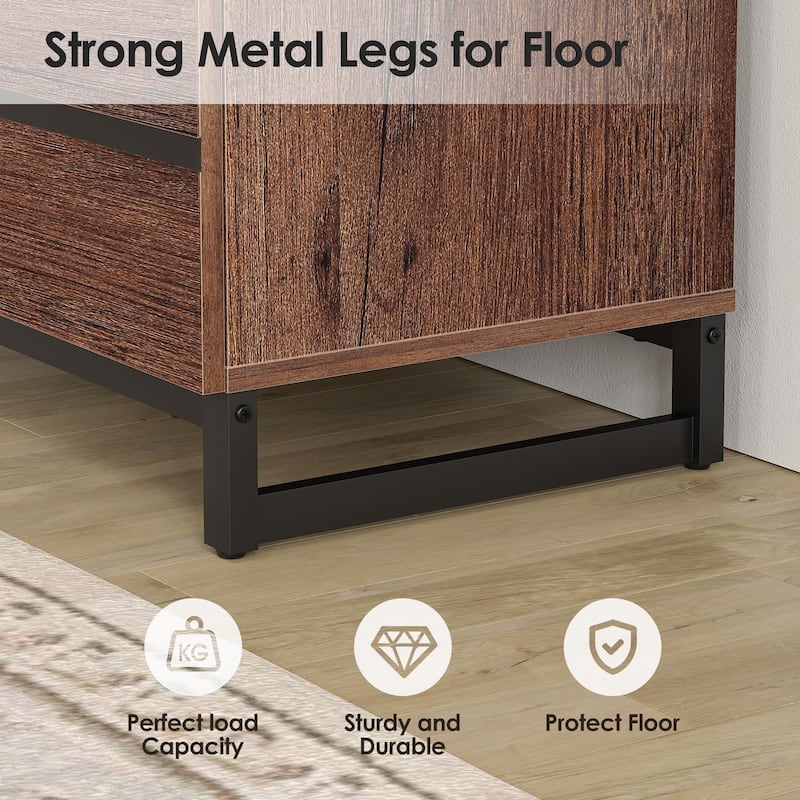 3 in 1 TV Stand for TVs up to 120 inches, Modern TV Console with Glass Doors and 6 Drawers for Living Room, Bedroom