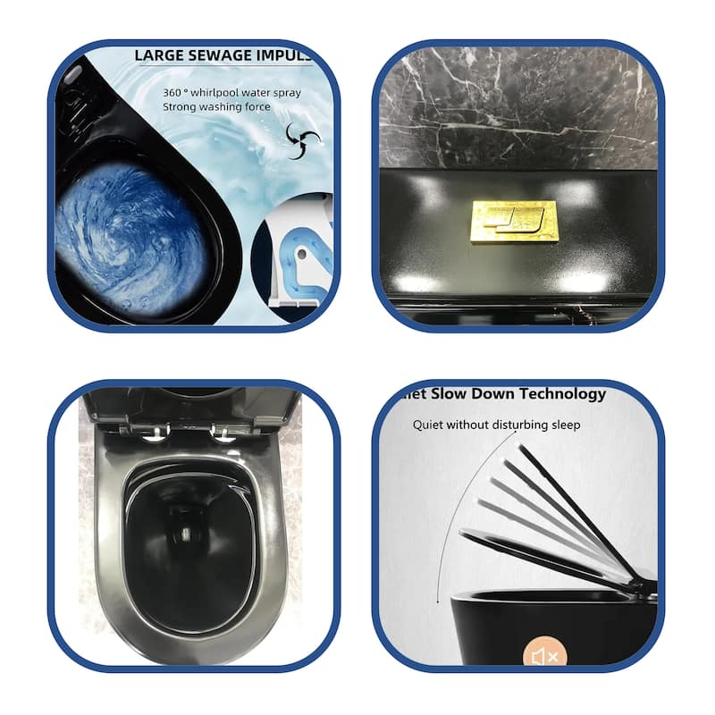 Black Mordern One Piece Toilet with Seat