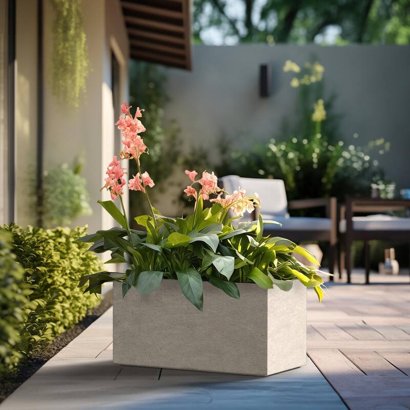 Tall Concrete Rectangle Plant Boxes / Large Indoor and Outdoor Flower Planters