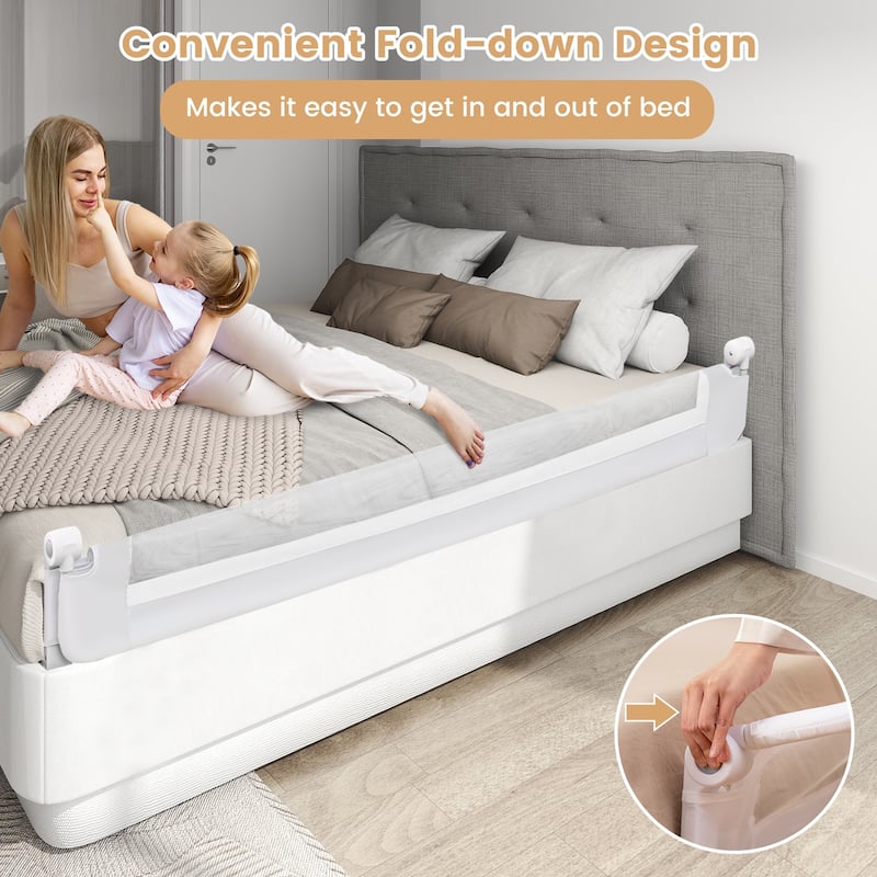 Gymax 2PCS 71'' Toddler Foldable Bed Rail w/ Adjustable Safety Strap