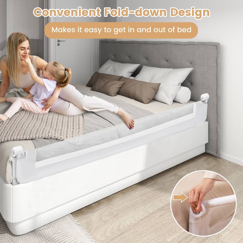 Gymax 71'' Toddler Foldable Bed Rail w/ Adjustable Safety Strap