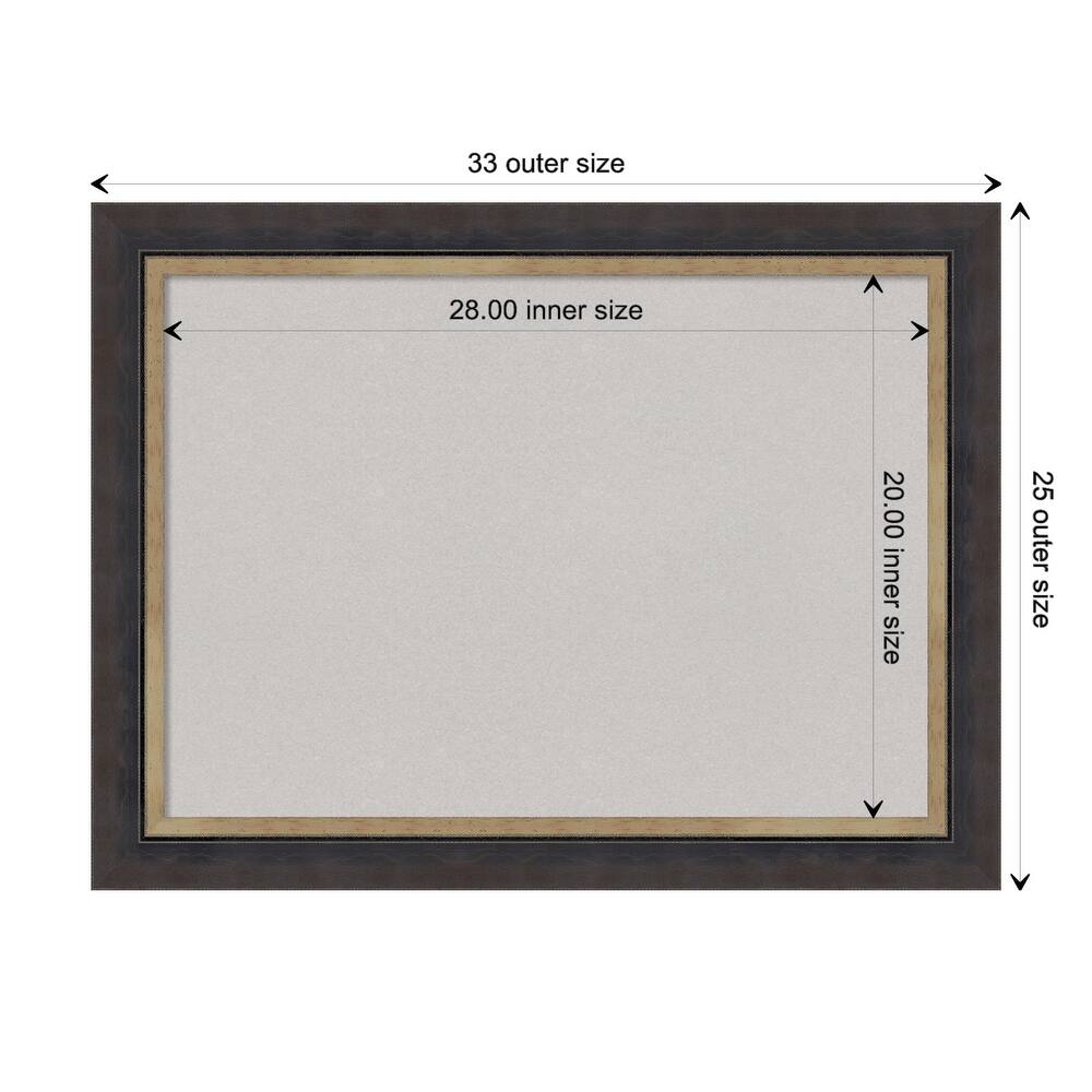 Hammered Charcoal Tan Wood Framed Grey Corkboard Bulletin Board