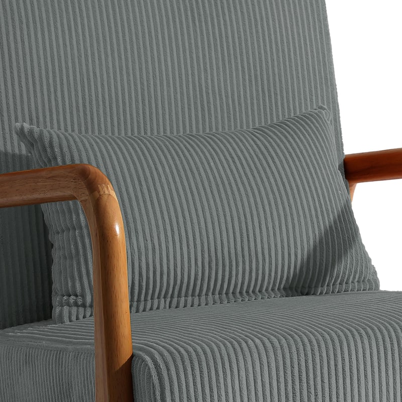 25" W Mid Century Upholstered Wood Accent Chair with Pillow