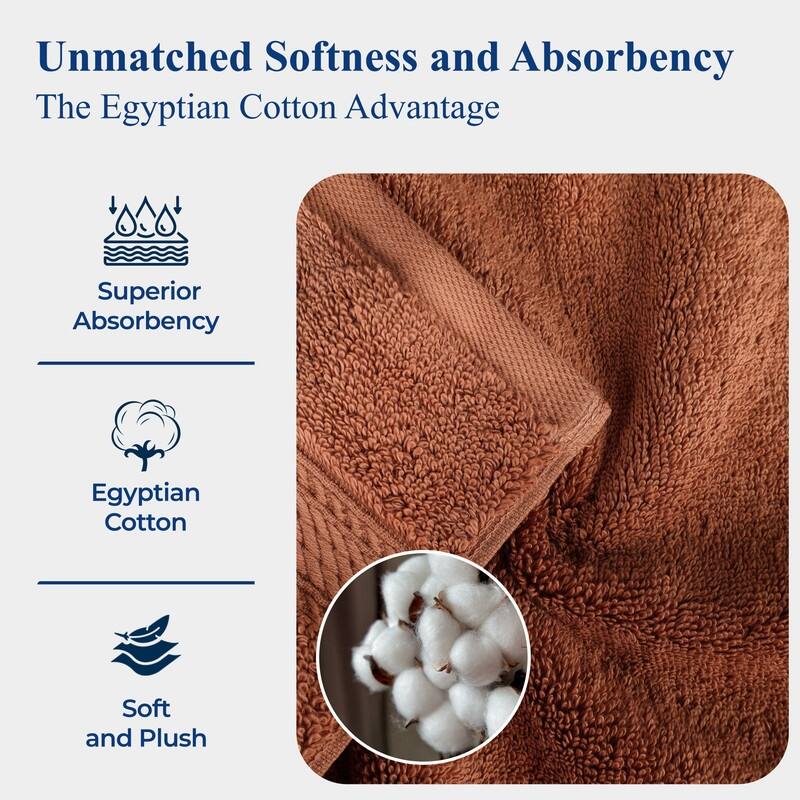 Superior Egyptian Cotton 10 Piece Towel Set Ultra Plush & Absorbent Bath, Hand & Face Towels, Heavyweight Spa Quality
