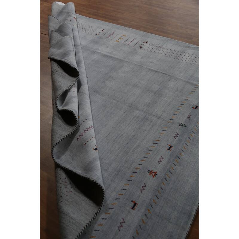 Hand Knotted Oriental 100% Wool Carpet Tribal Tribal Greys & Charcoal Gabbeh Area Rug - 9' 7'' X 8' 2''
