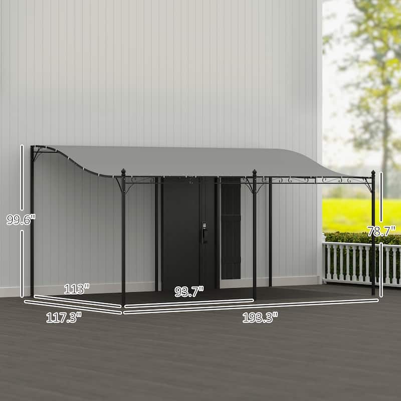 Metal Lean-To Pergola with Curved Design and Rain Protection