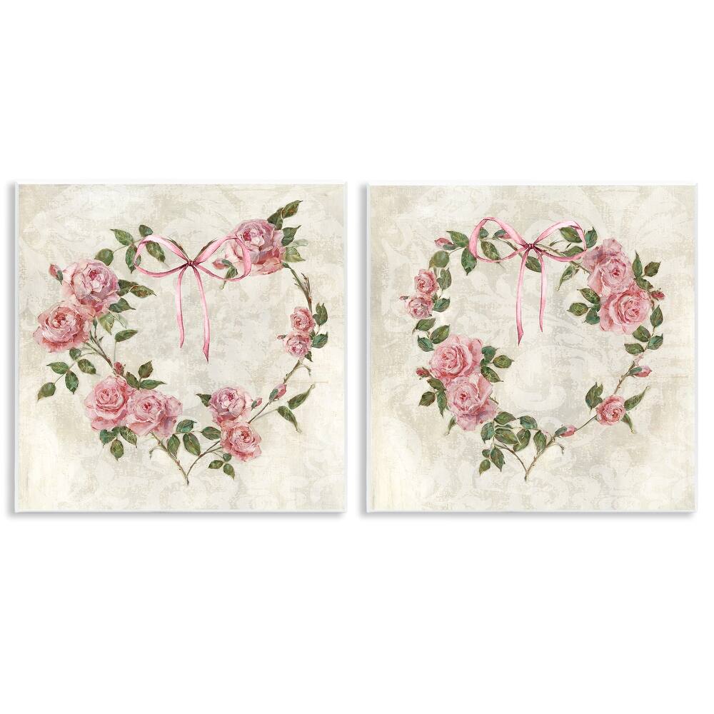 Stupell Heart Shaped Wreaths Wall Plaque Art Design By Sally Swatland (Set of 2)