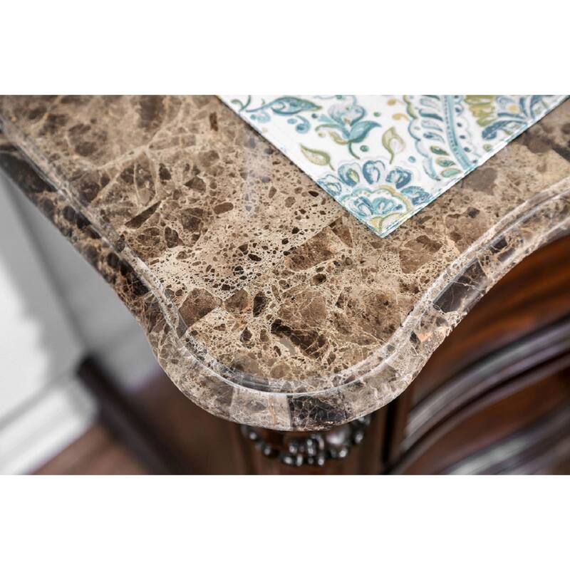 1pc Nightstand Only Traditional Brown Cherry Solid wood 2-Drawers Ball Bearing Metal Glides Brass Ring Pull Handles