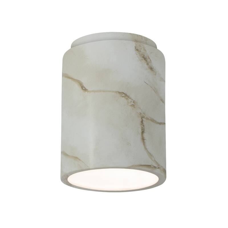 Justice Design Radiance - Cylinder Flush-Mount (Outdoor) - Replaceable Bulb - Carrara Marble