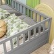 preview thumbnail 65 of 67, Montessori Wooden Children's Floor Bed, Floor Platform Bed Frame with Door, Super High Security Barrier for Boys Girls