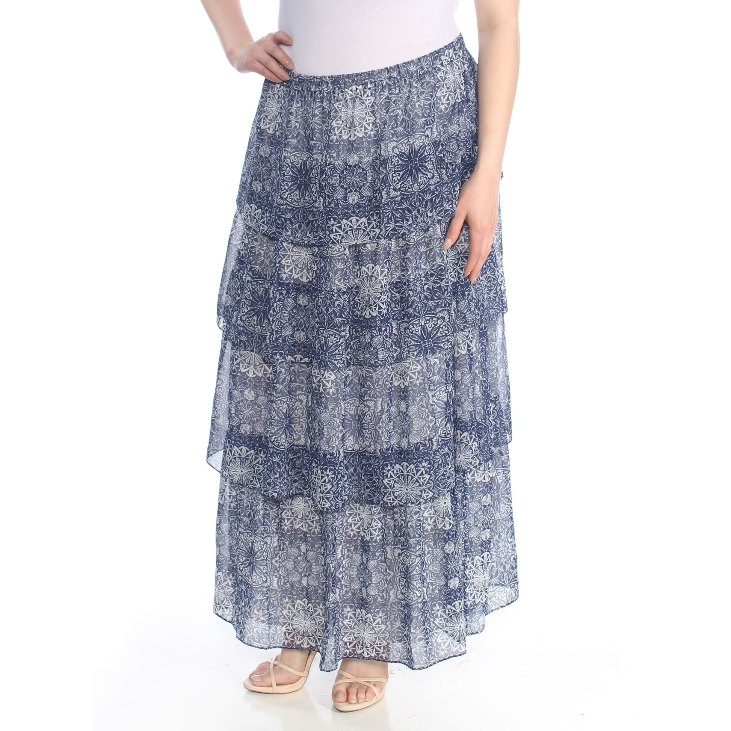 tommy hilfiger printed chiffon tier maxi dress