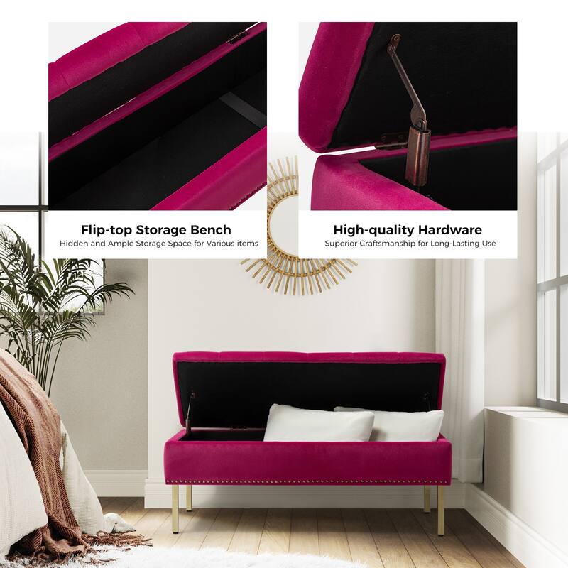Egmont Contemporary Velvet Flip-Top Storage Bench by HULALA HOME