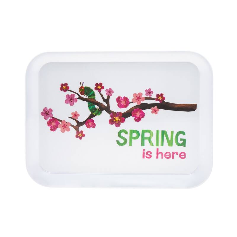 HomeRoots 15" White Rectangular Spring Floral Melamine Platter