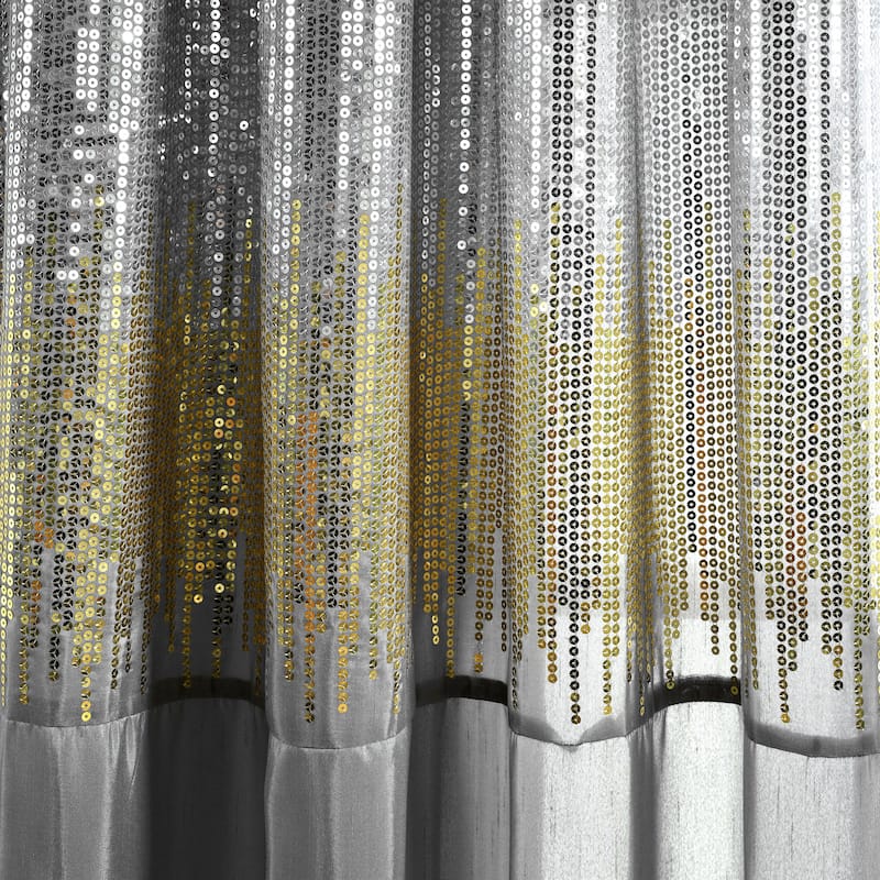 Silver Orchid Page Two-tone Faux Silk Glamorous Sequins Sparkle Single Curtain Panel