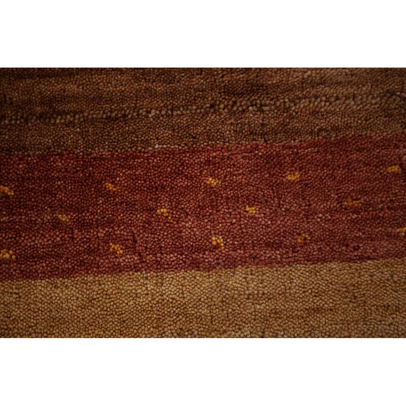 Animals Striped Gabbeh Indian Area Rug Handmade Wool Carpet - 5'3"x 7'10"