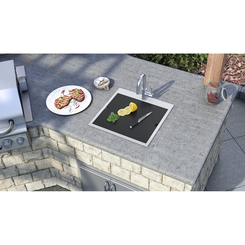 Ruvati 21 x 20 inch Outdoor Workstation Sink T-316 Marine Grade Topmount Stainless Steel BBQ - 21" x 20" - 21" x 20"