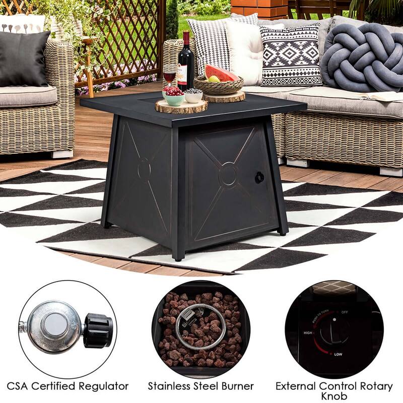Costway 7PCS Patio Rattan Furniture Set Fire Pit Table Cover Cushion - See Details
