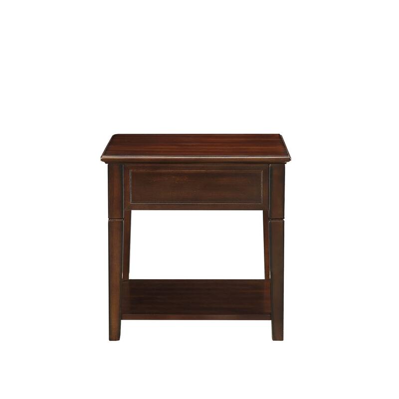 HomeRoots 24" Walnut Manufactured Wood Rectangular End Table With Drawer And Shelf - 22