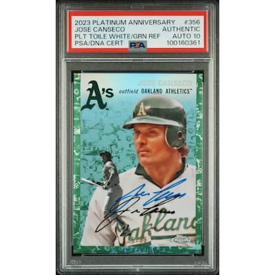 Jose Canseco 2023 Topps Chrome White Green Refractor Card 356 Auto Graded PSA 10 - 8' x 11'