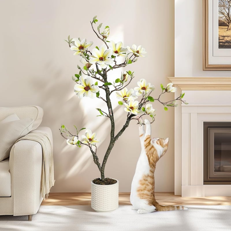 Faux Artificial Flower Tree, Magnolia Plants for Home Decor