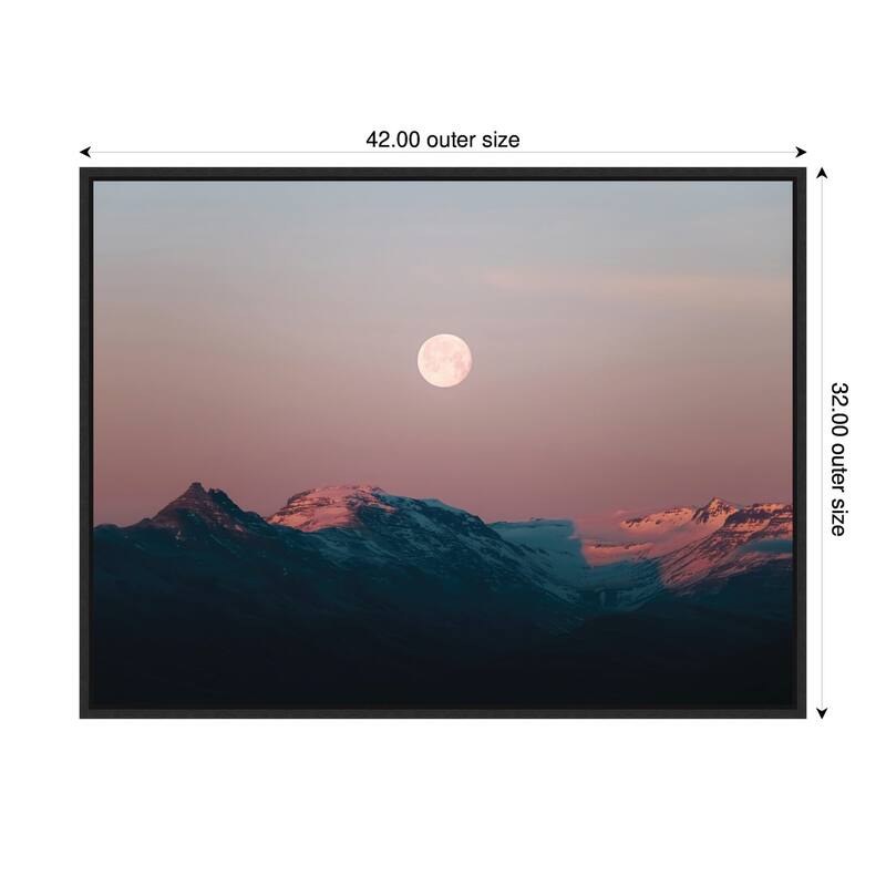 Kate and Laurel Sylvie Panoramic Pastel Moonrise over Icelandic Mountains Framed Canvas by Michael Schauer