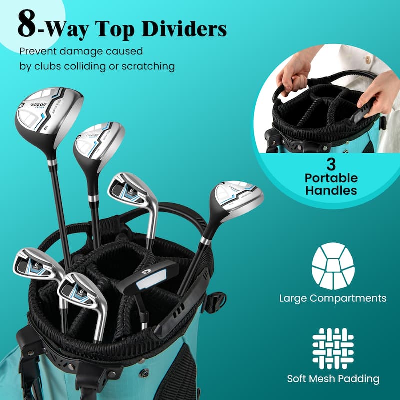 Gymax 8-Way Golf Stand Bag w/ 5 Pockets Lightweight Portable Golf Club