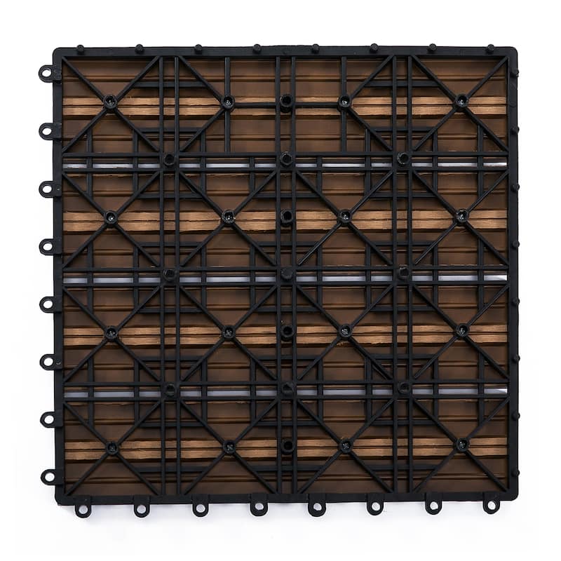 Interlocking Deck Tiles, Pack of 11 Outdoor Flooring Patio Tiles, 12" x 12"
