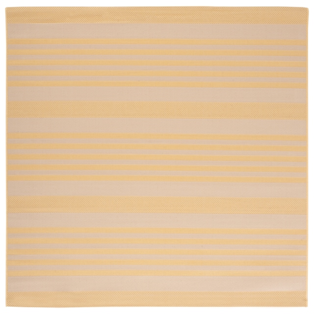 SAFAVIEH Courtyard Charmaine Indoor/ Outdoor Waterproof Area Rug - 6'7" x 6'7" Square - Gold/Beige