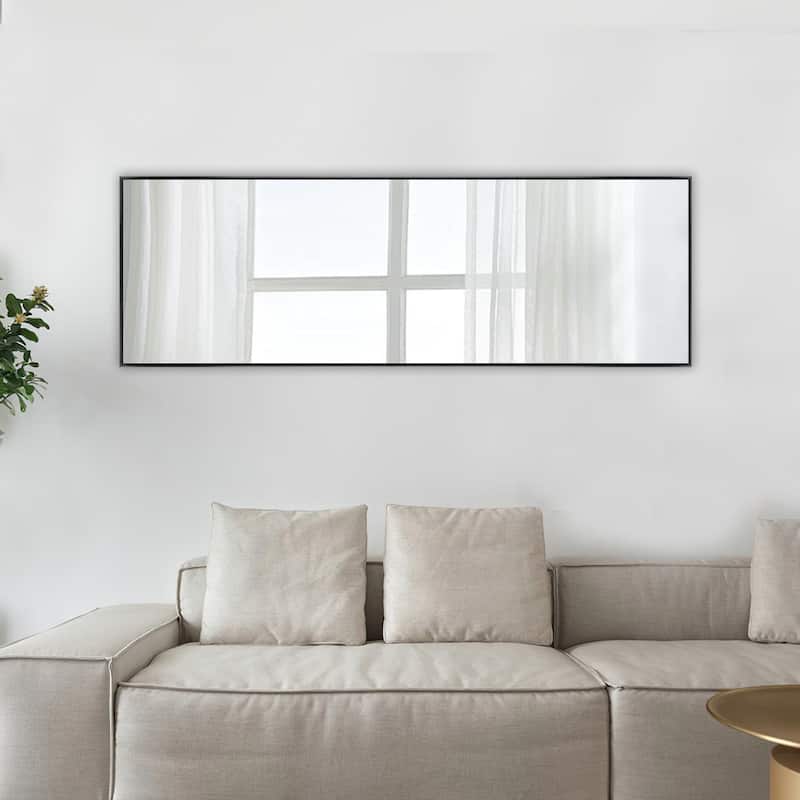 Modern Sleek Metal Frame Full-length Hanging or Leaning Wall Mirror
