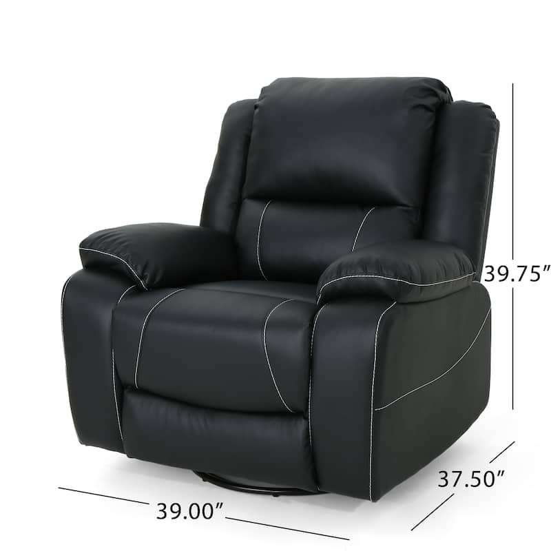 Roomfitters 39" Wide Faux Leather Manual Swivel Standard Recliner, Comfortable Lounge Chair for Living Room