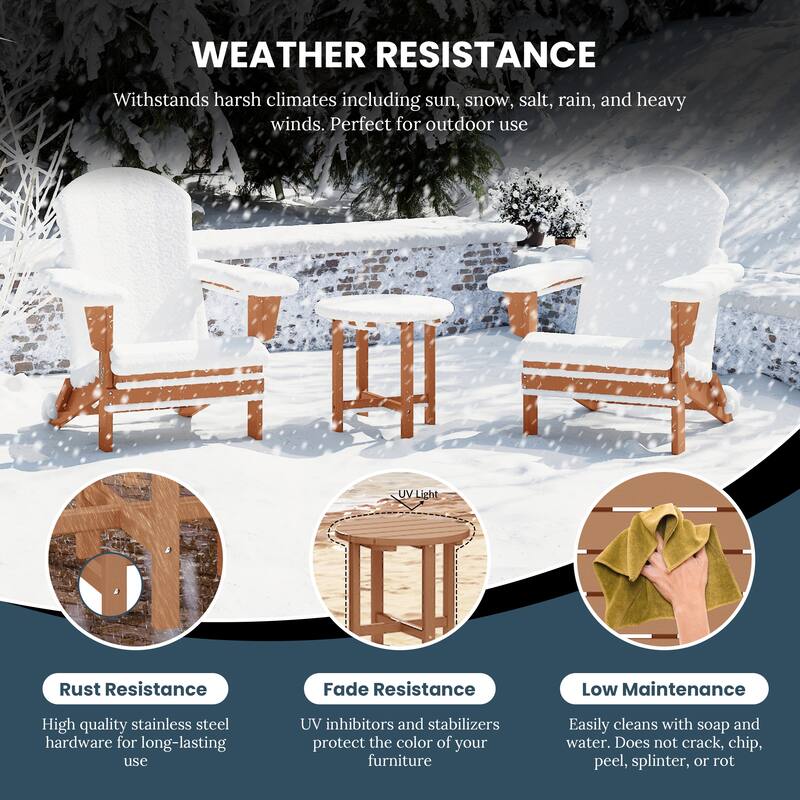 Laguna Outdoor Folding Adjustable Adirondack Chair with Hideaway Ottoman & Round Side Table