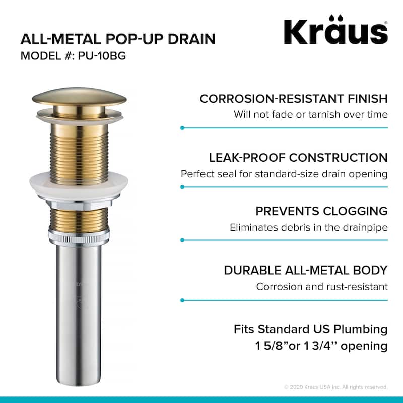 KRAUS Pop-Up Drain for Vessel Bathroom sink