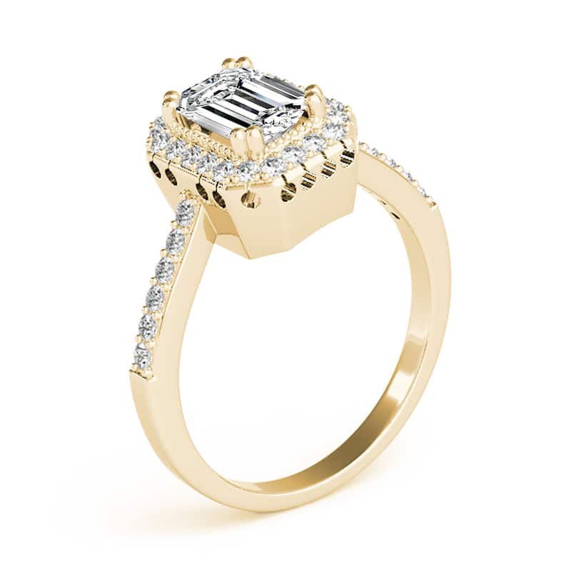 Auriya 14k Yellow Gold Lab Grown Emerald Diamond Halo Engagement Ring 0.50 to 5.00 ct. tw. (F-G VS)