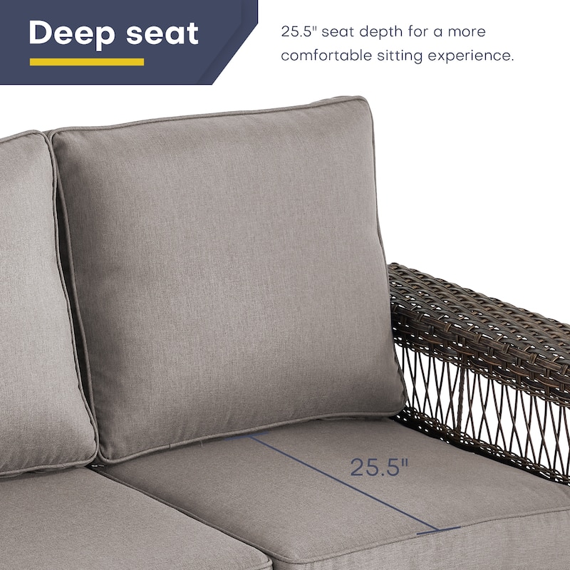 Gymojoy 6 Pieces All-Weather Outdoor Sofa with Chair set - Brown