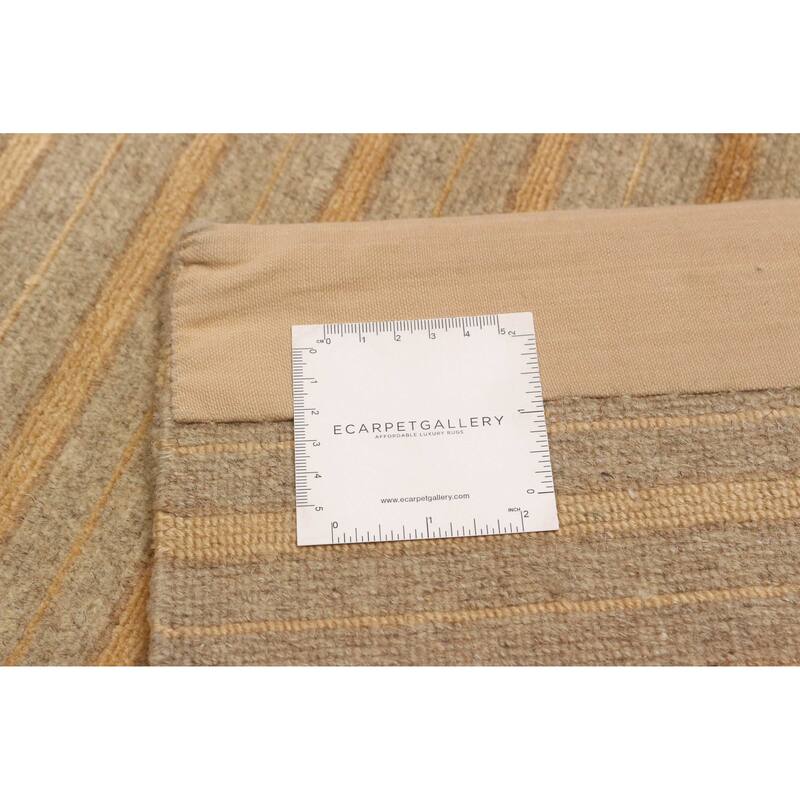 ECARPETGALLERY Hand-knotted Opulence Khaki Silk, Wool Rug - 6'8 x 6'5