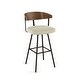 preview thumbnail 34 of 37, Amisco Quinton Swivel Counter and Bar Stool Cream boucle polyester/Dark Brown/Light Brown Wood - Bar height