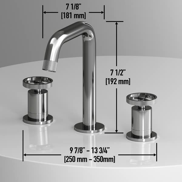 dimension image slide 3 of 4, VIGO Cass 8" H 2-Handle Widespread Bathroom Faucet