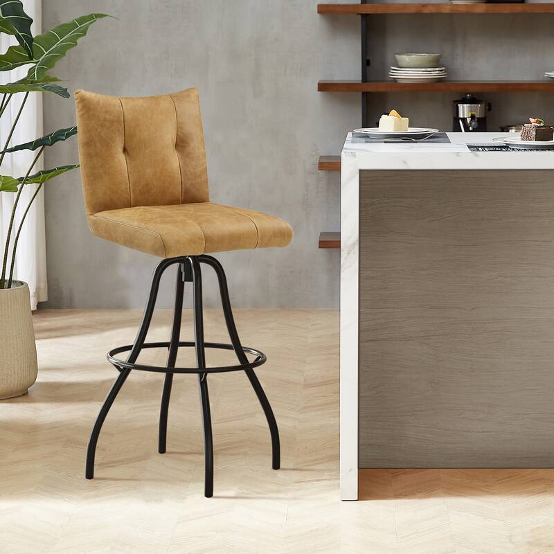Art Leon Retro Leather Swivel Barstools