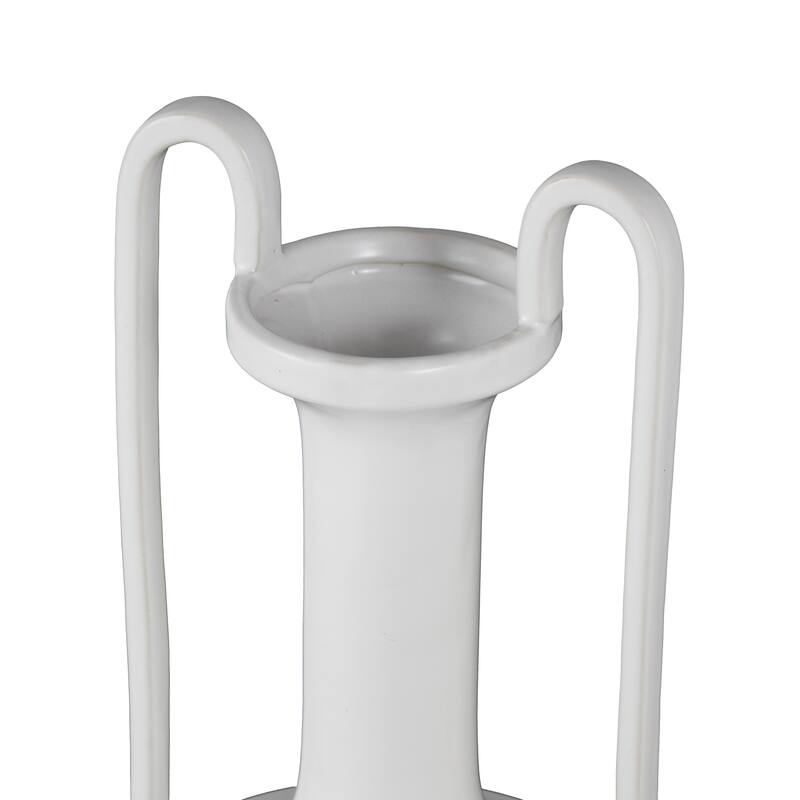 Ceramic Fluted Urn Shaped Vase with Arch Handles - Black or White - Roche River Decor